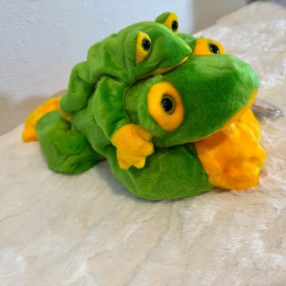 Ty Green and Yellow Frog Stuffed Animal - Picture 3 of 13